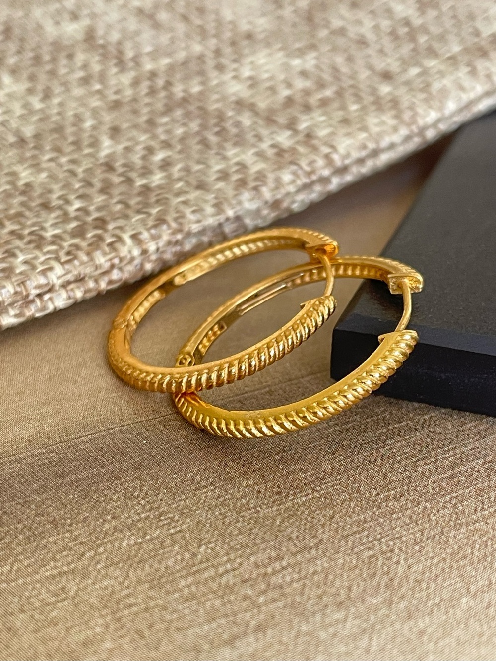 1 inch  925 Sterling silver Hoops with Gold Finish! Twister Hoops!!